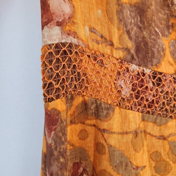Anthropologie Moulinette Souers 100% Silk Cara Cara Dress Orange Floral Women 2X - Picture 7 of 10